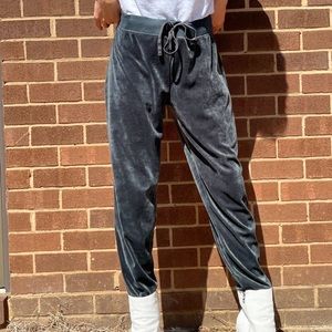 Green Velour track pants